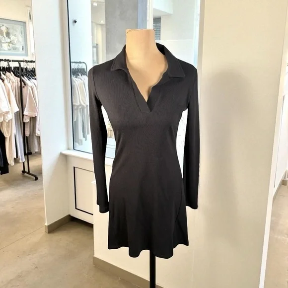 Copper Key Collared Ribbed Knit Black Dress NWT XS - Picture 3 of 11